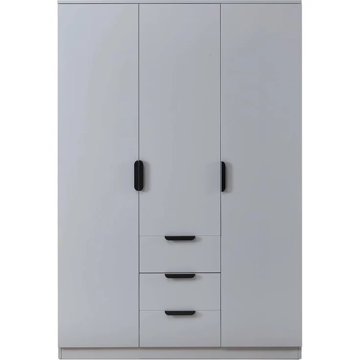 Kleiderschrank Eiselfing 176x120x52 cm 3 Schubladen Grau [en. casa] – Bild 6