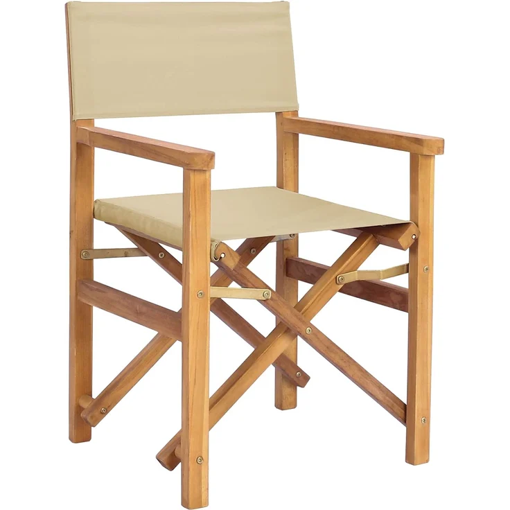 vidaXL Regiestuhl 2 stk. Braun und Beige Massives Teakholz 42032679 – Bild 3