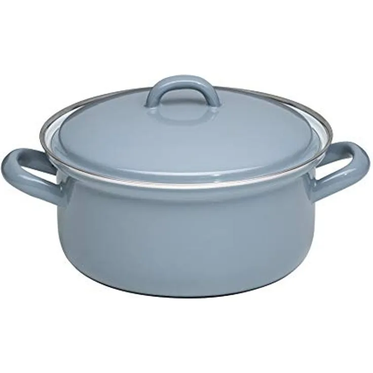 Riess Kasserolle mit Deckel aus Emaille 16 cm Pure Grey