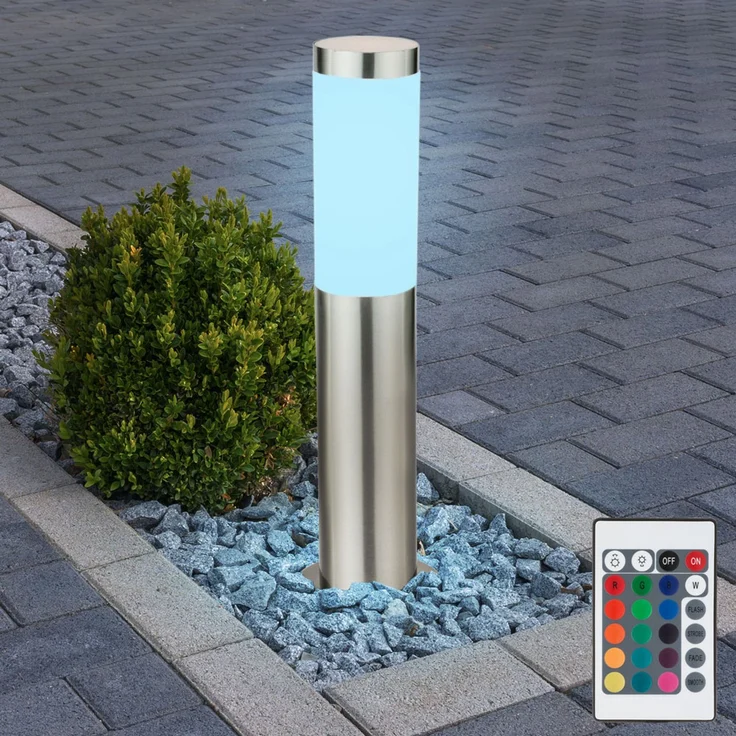 RGB LED Sockelleuchte, Edelstahl, silber, IP44, H 45 cm – Bild 2
