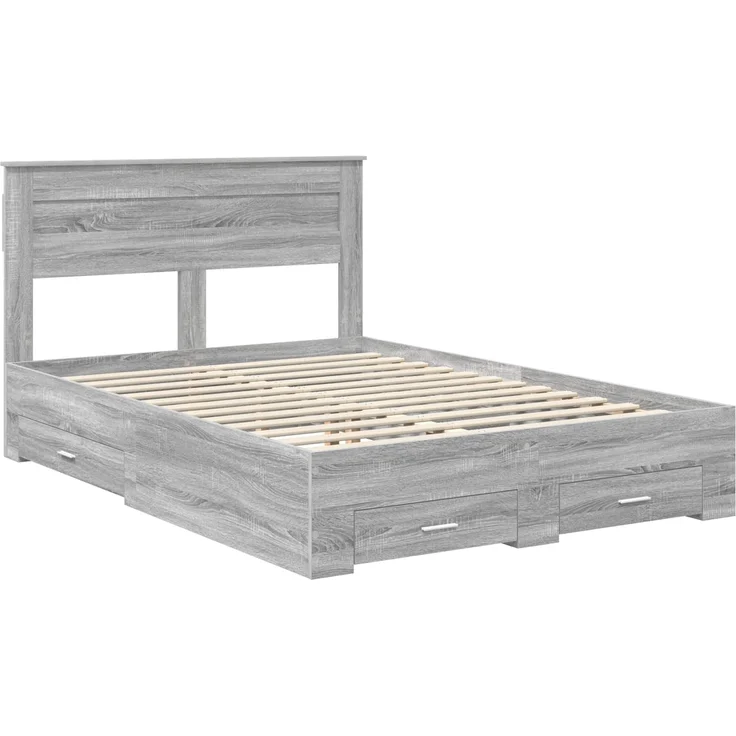 vidaXL Bettrahmen Graues Sonoma 150 x 200 cm Holzwerkstoff 3409978 – Bild 3