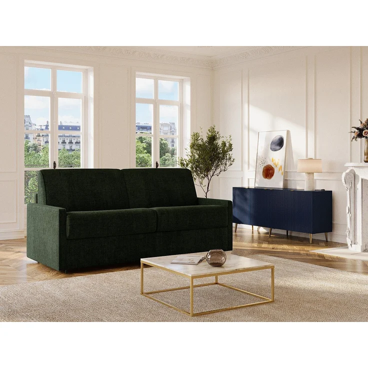 Vente-unique - CALIFE - Schlafsofa - Plastik - Kunststoff (PVC) - Tannengrün - 156 x 223 x 99 cm – Bild 2