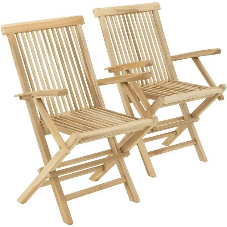 VCM Gartenstuhl 2er Gartenstuhl Hochlehner Klappstuhl Holz Teak