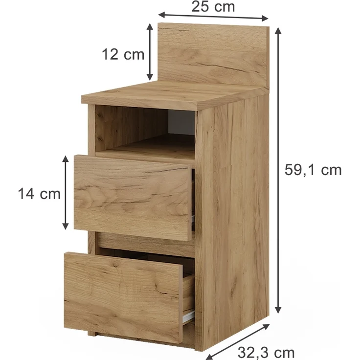 Nachttisch Monty Goldkraft Eiche 2er Set Vicco – Bild 2