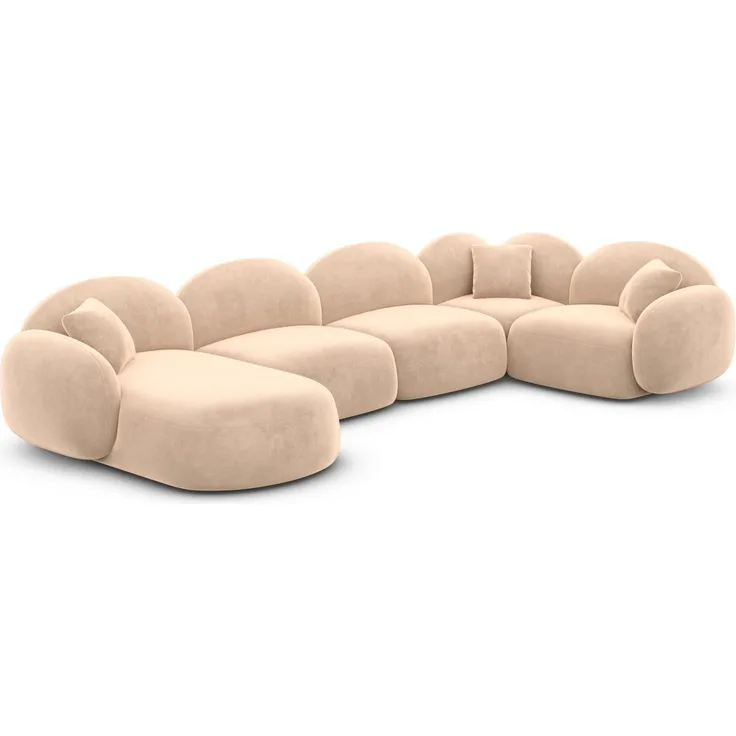 Sofa Dreams - Polster Wohnlandschaft Mirello XL U-Form - Samtstoff - Beige - Links