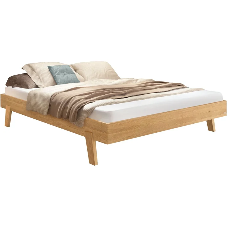 Hasena Massivholzbett Molino Eiche bright ohne Kopfteil 140x210 cm, Fußhöhe 20 cm – Trento – Bild 1