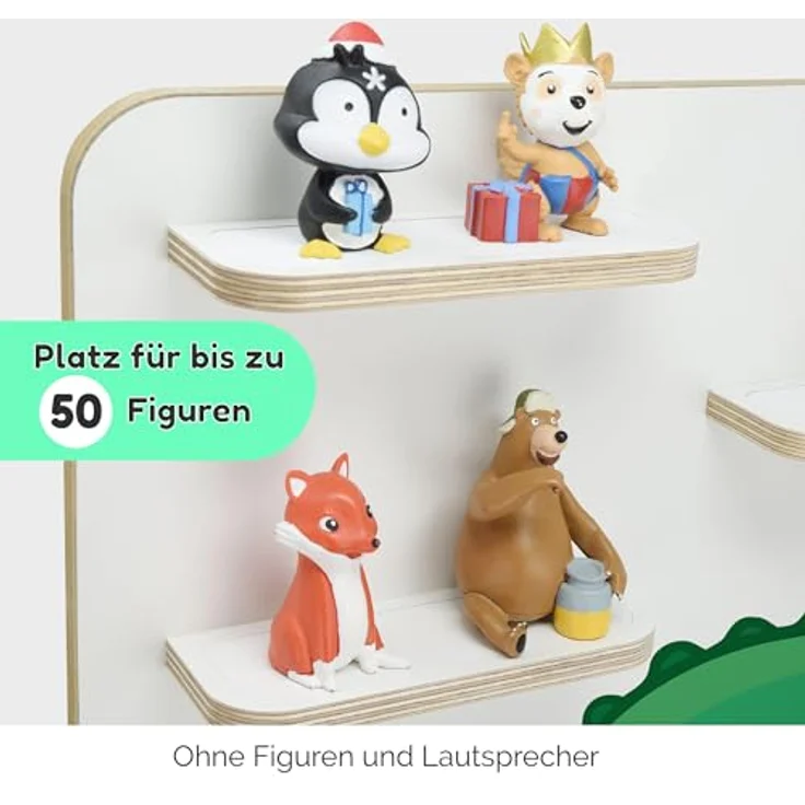 stadtecken Holzregal für Musikbox I Geeignet für die Toniebox und ca. 50 Tonies I Perfekte Tonie Aufbewahrung im Kinderzimmer I Zum Aufstellen oder Aufhängen (T-Rex, Groß) – Bild 5