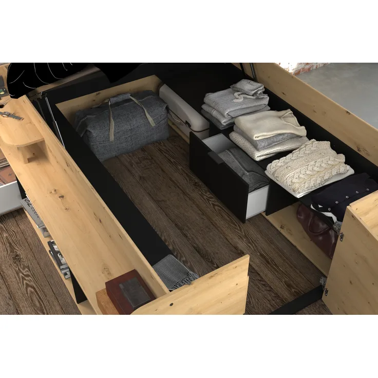 Parisot Doppelbett, Stauraumbett 'TRAVEL' natur 140x200 cm