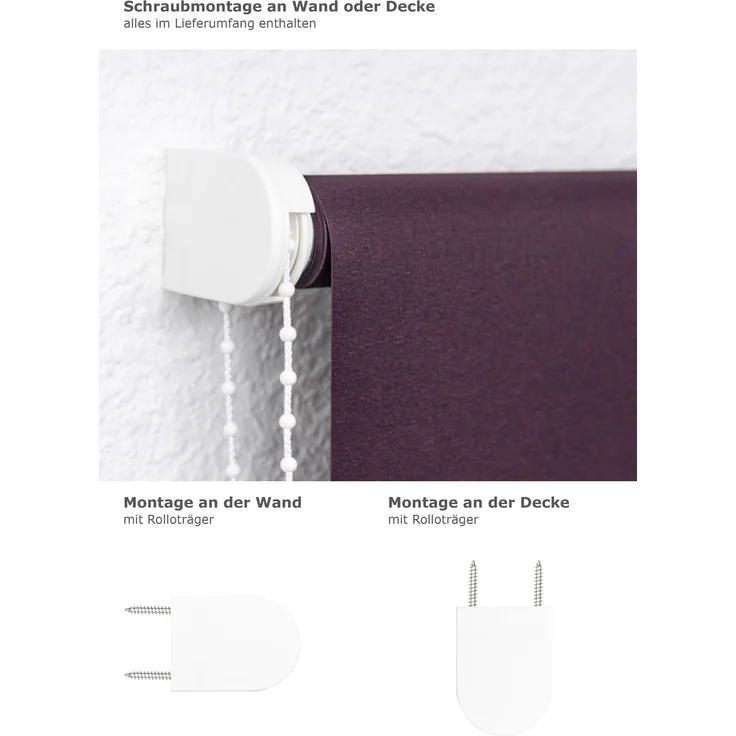 Lysel Outlet - Verdunklungsrollo Dunkellila (B x H) 60x190 cm – Bild 3