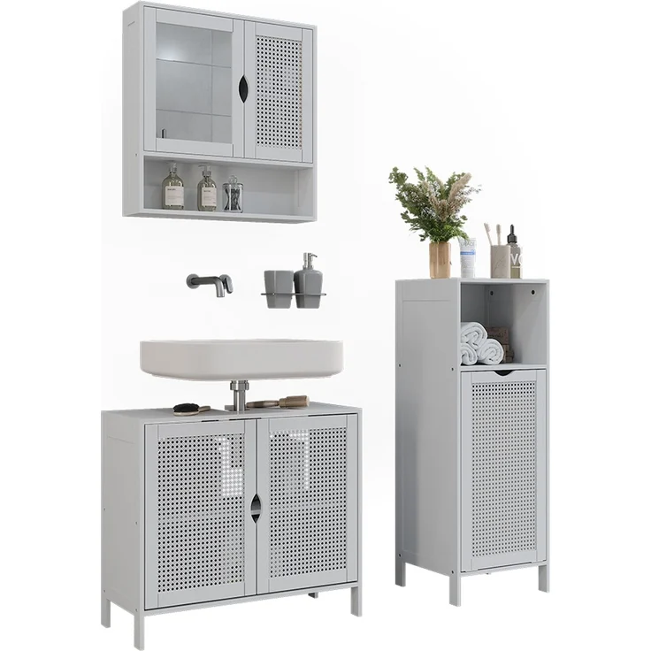 Badmöbel-Set Liora Weiß 3-teilig Vicco – Bild 5