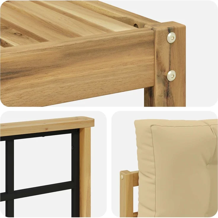 vidaXL Outdoor-Sofagarnitur 4 stk. Weiß und Beige Polyester 3386282 – Bild 5