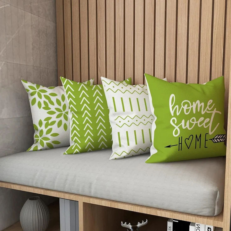 Kissenbezüge 45 × 45 cm 4er-Set Sage Green, Outdoor Leinen Kissenhüllen, Couch Bett Auto – Bild 7