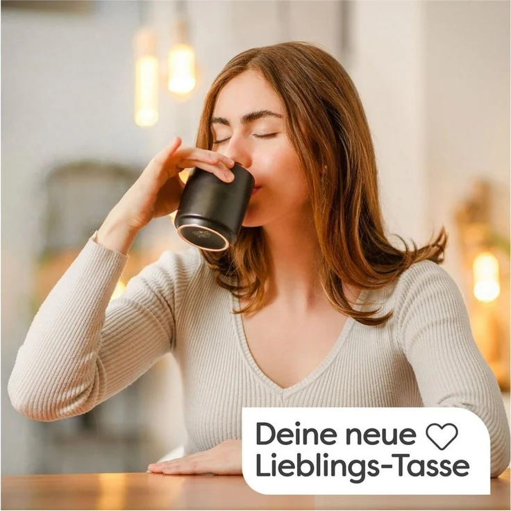 Cosumy Cappuccinotasse Cappuccino Tassen 4er Set Schwarz aus Keramik - Stapelbares Design, 4-tlg, Keramik, Hitzebeständiges Stapelbares Design - Entworfen für Latte Art - 200 ml – Bild 3