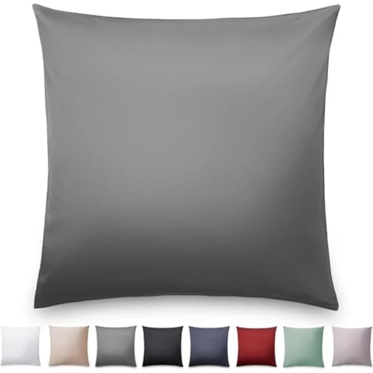 Blumtal Kissenbezüge Premium Mako Satin Kissenbezug, superweich aus 100% Baumwolle, (1 Stück), OEKO-TEX zertifiziert – Glanzoptik & farblich passender Reißverschluss – Bild 1