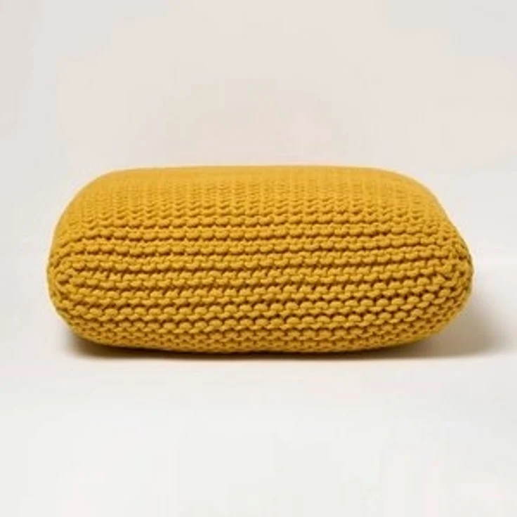 Homescapes Pouf Bodenkissen groß gelb Bezug 100% Baumwolle – Bild 6