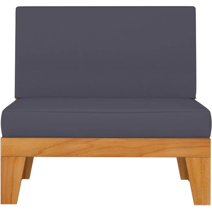 vidaXL Modular-Mittelsofa mit Dunkelgrauen Kissen Akazie Massivholz 312151 – Bild 2