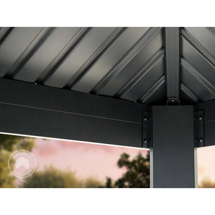 TOOLPORT Grillpavillon 2,8x1,8 m mit Stahldach Wasserdicht UV-beständig inkl. 2 praktischen Seitenablagen in anthrazit – Bild 6
