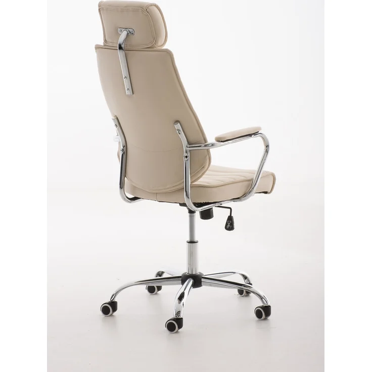 DELUKE® Bürostuhl Ergonomisch FUGOR Schreibtischstuhl mit Rollen Höhenverstellbarer Drehstuhl, Arbeitsstuhl mit Kopfstütze Chefsessel, Computerstuhl 125 kg Creme – Bild 3