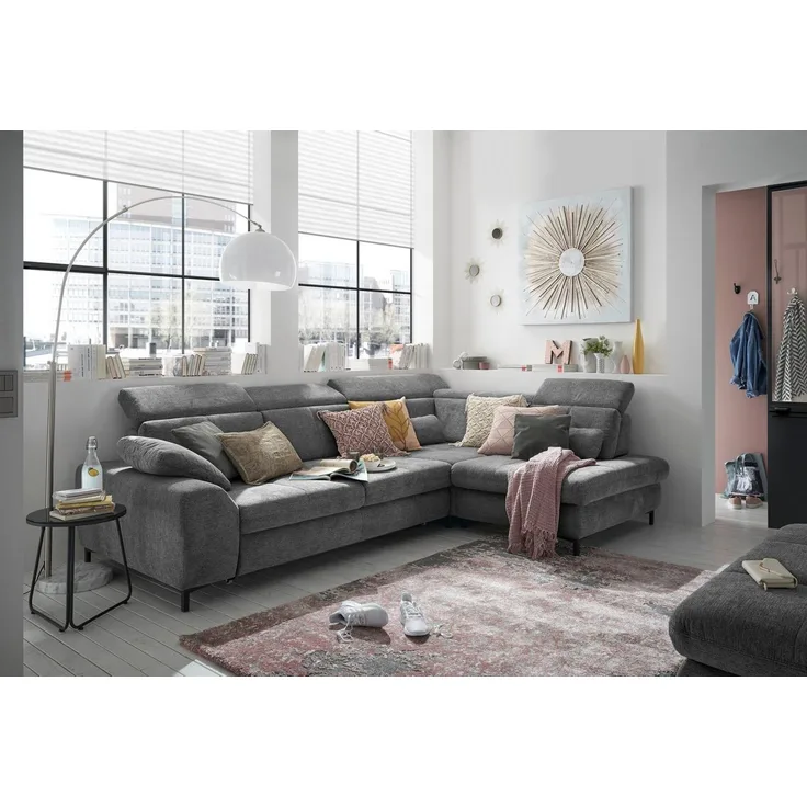 set one by Musterring Ecksofa SO 3400 Sitzhöhe 47cm oder 49cm, Sitztiefe verstellbar, B/T 317/220 cm, Kaltschaumpolsterung, Flachgewebe, whlw. mit Funktionen, Sitzhöhe 47