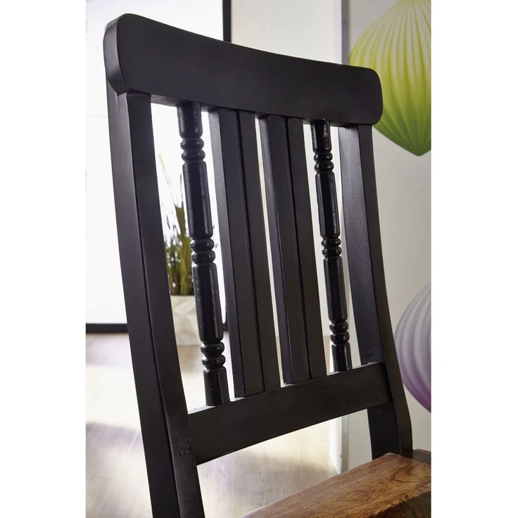 Stuhl Sheesham 45x45x98 schwarz/braun lackiert NEW BOSTON #120 – Bild 3