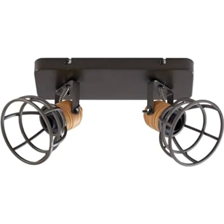 Lindby Arinthea Strahler, 2-flammig E14, Landhaus Vintage Rustikal in Schwarz, Deckenlampe für Wohnzimmer und Esszimmer