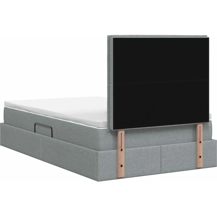 vidaXL Aufbewahrungsbett mit Matratze Hellgrau 120 x 200 cm Stoff 3459432 – Bild 9