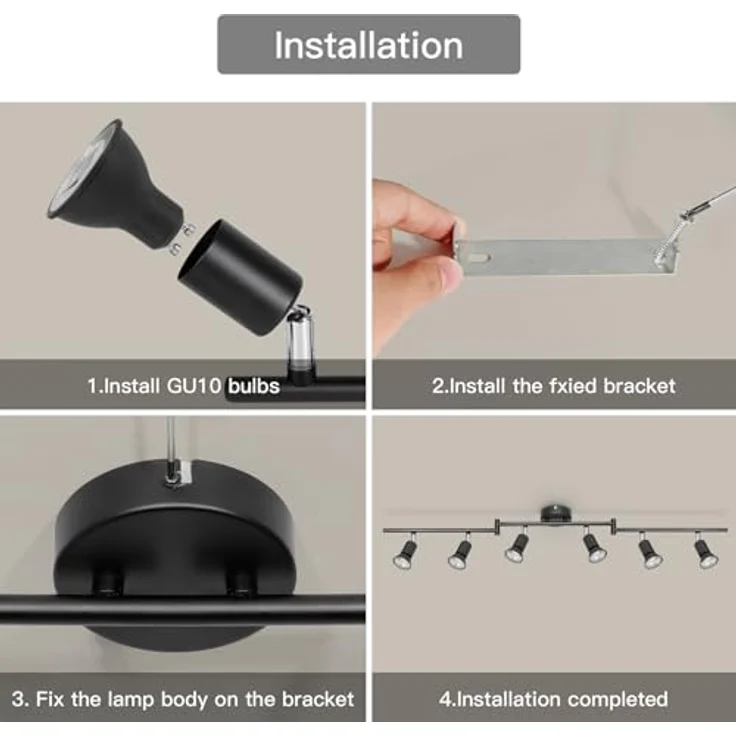 Dehobo LED Deckenstrahler Wohnzimmer - Deckenleuchte 6 Flammig Schwarz Deckenlampe Spot - GU10 Deckenspot Schwenkbar 350° - Drehbar Küchelampe Spot Strahler Decke Schlafzimmer Ohne Leuchtmittel – Bild 6