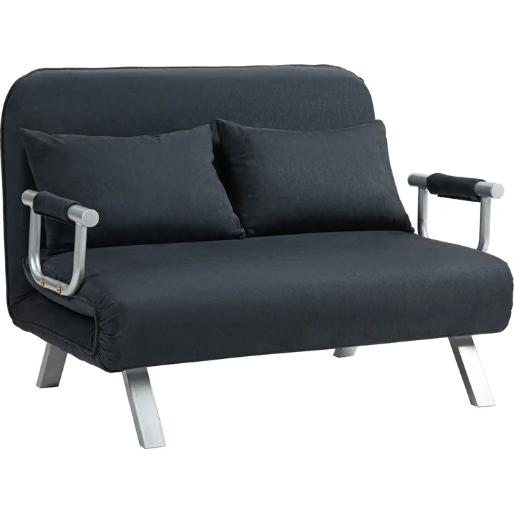 Schlafsofa, 5-fach verstellbar, Wildlederimitat, Stahlrahmen, inkl. Kissen, Schwarz--Schwarz--111x80x78cm--YOUDENOVA – Bild 1