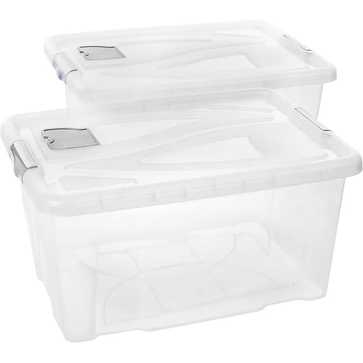 Centi Aufbewahrungsbox 2 Stk. Aufbewahrungsbox mit Deckel Groß (H 29 cm x B 62 cm x T 45 cm V = 60 L), Kisten Aufbewahrung mit Deckel, Griffen und Lüftungsklappe – Bild 1