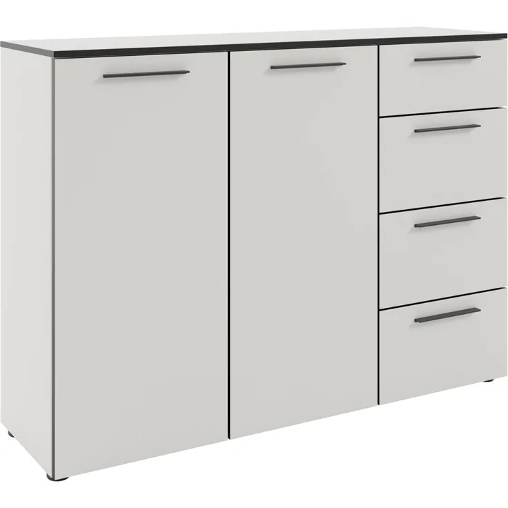 Novel 'SOUL' Sideboard, Holznachbildung weiß, 135 x 99.8 x 40 cm, mit Softclose und Schubladen