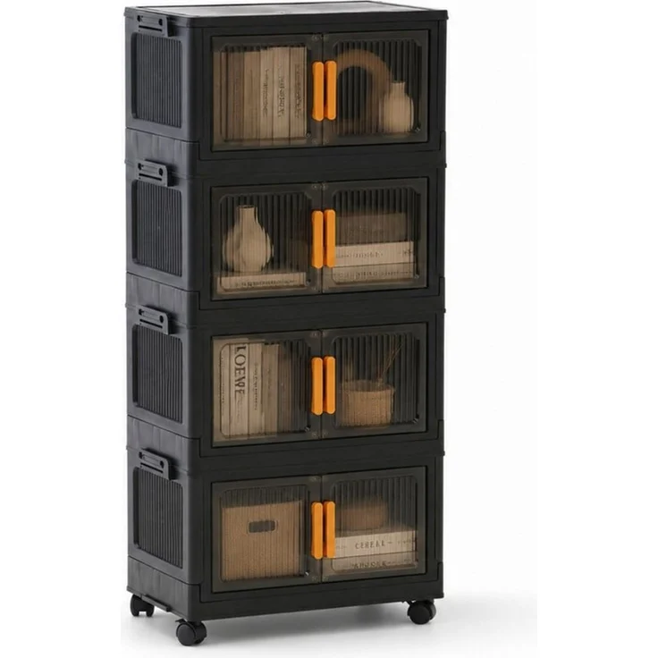 PROREGAL® Aufbewahrungsbox EasyCube stapelbar 4 Ebenen & Rollen Stapelboxen – Bild 1
