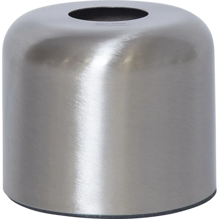 E27 Lampenbasis ,Glans', gebürstetes Metall, silber, H 10cm, Ø 12cm