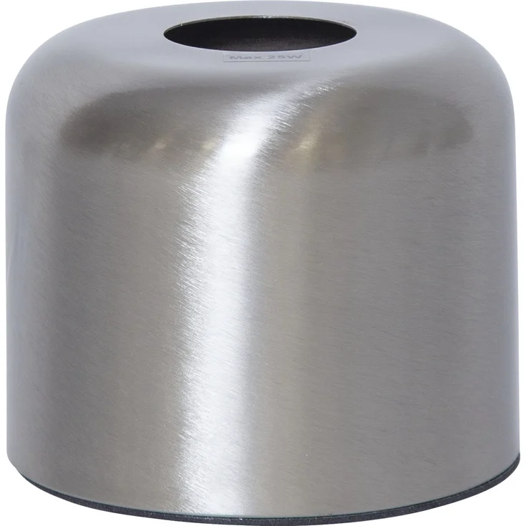 E27 Lampenbasis ,Glans', gebürstetes Metall, silber, H 10cm, Ø 12cm