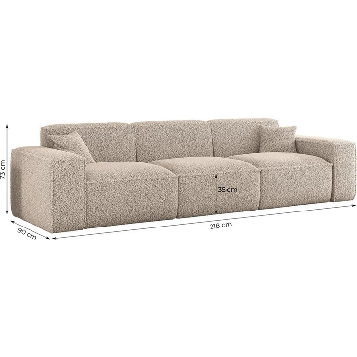 Sofa Designersofa CELES PREMIUM 3-Sitzer in Stoff Sven Cappuccino – Bild 3