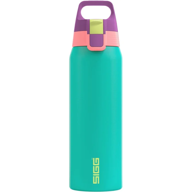 SIGG - Isolierte Trinkflasche - Thermosflasche Shield Therm One Multicolor Reef - kohlensäurehaltige Getränke - Auslaufsicher - Spülmaschinenfest - BPA-frei - 90% recycelter Edelstahl - Türkis - 0,75L