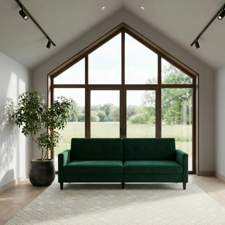 Schlafsofa >Hannover< in Dunkelrün, Samt - 203x82x83cm (BxHxT) – Bild 2