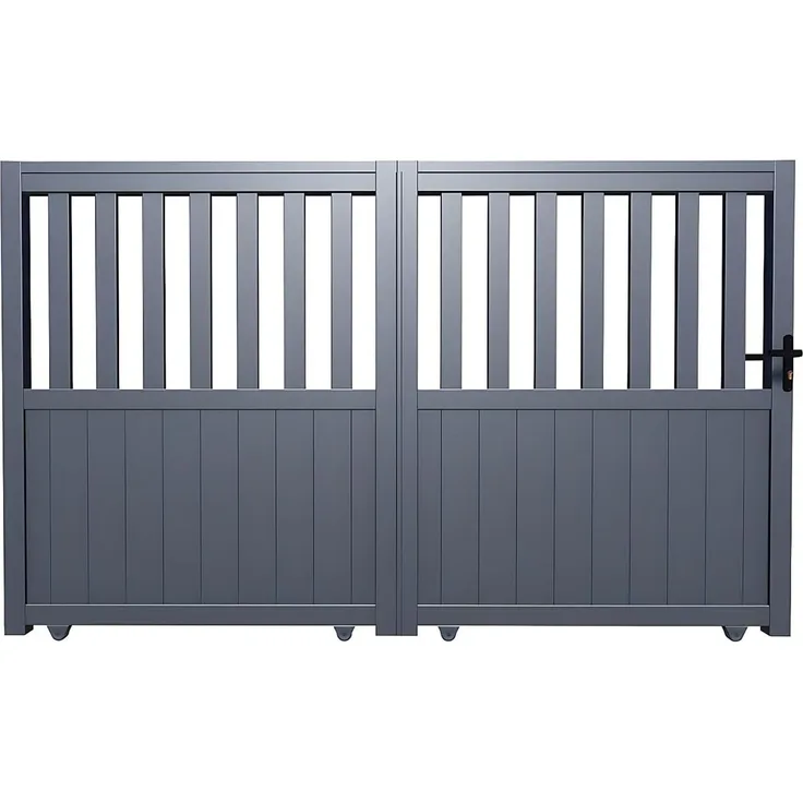 Vente-unique - TARNOS II Eingangstor Metall Grau - B 4,5 cm x H 140 cm x L 327 cm