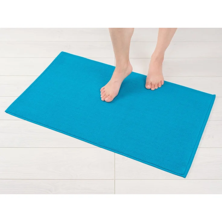 Hammetex 100% Baumwolle rutschfeste Badematte, 51x86 cm Große Badvorleger für Badezimmer, Saugfähig Schnelltrocknend Waschbar Bad Fußmatten, Türkis – Bild 2