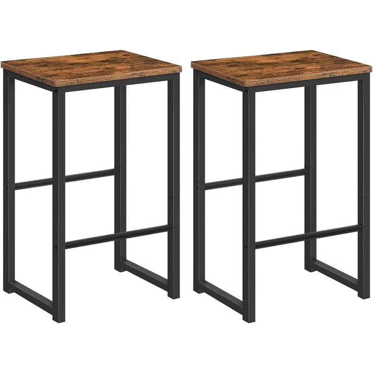HOOBRO Barhocker, 2er-Set Barstühle, Barhocker mit unterschiedlich hohen Steigbügeln, Metallgestell, weiche Kanten, für Küche, Esszimmer, Wohnzimmer EBF34BY01G1 – Bild 1