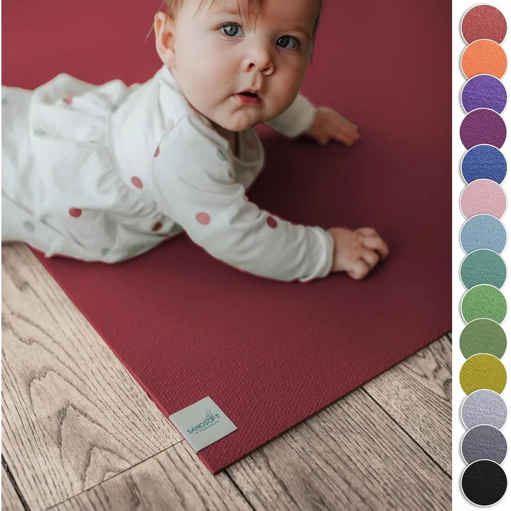 anosoft® Krabbelmatte Made in Germany, Öko-Tex Anti-Rutsch Krabbelunterlage - 240x200 cm Rot
