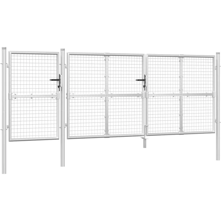 vidaXL Maschen-Gartentor Silber 400x125 cm Verzinkter Stahl 154555 – Bild 2