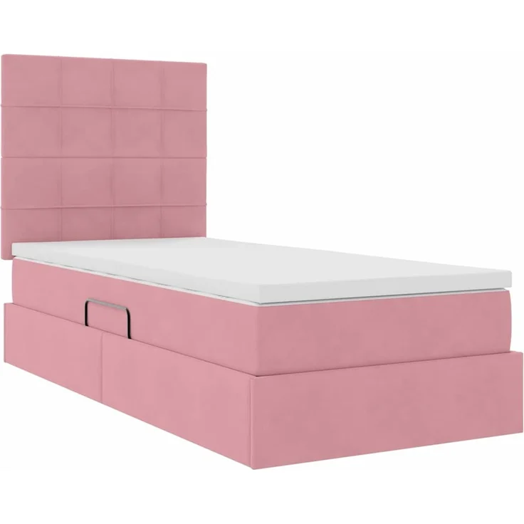 vidaXL LED-Speicherbett mit Matratze Rosa 90 x 190 cm Samt 3372638 – Bild 5