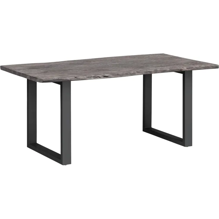 Esstisch Akazie massiv grau 170x90 cm Bullwer massivum Baumkante Industrial Design Holztisch Metallgestell rechteckig Esszimmertisch
