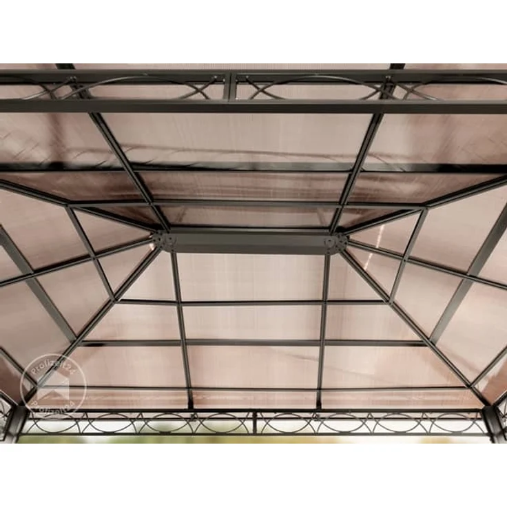 Gartenpavillon 3x4 m wasserdicht ALU DELUXE Pavillon mit 4 Seitenteilen Partyzelt in taupe lichtdurchlässiges PC Dach – Bild 7