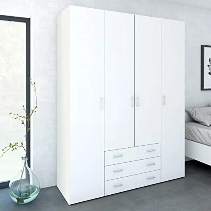 Kleiderschrank, Farbe Weiß 154 x 200,4 x 49,5 cm – Bild 2