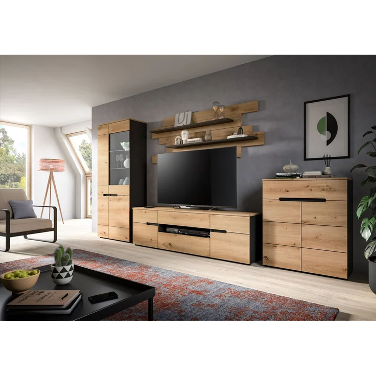 Wohnkombination (B/H/T: 375x190x44 cm) in Artisan Nachbildung – Bild 5