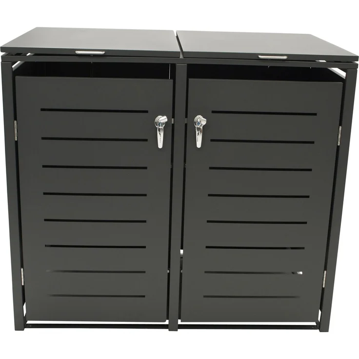 DEGAMO KÖLN Mülltonnenbox 2-er, Stahl verzinkt, anthrazit, 115x62x102cm für 2x kleine Tonne 120 Liter – Bild 5