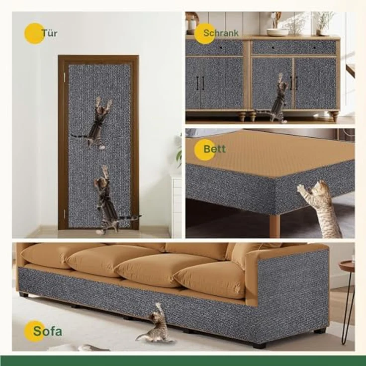 Gimars Selbstklebend Kratzmatte 200 × 40, mit Zusatz-Klebeband, DIY Kratzschutz Sofa Katze, Kratzbrett Katze, Katzen Kratzmatte, Kratzmatte für Wand & Möbel, Grau – Bild 3