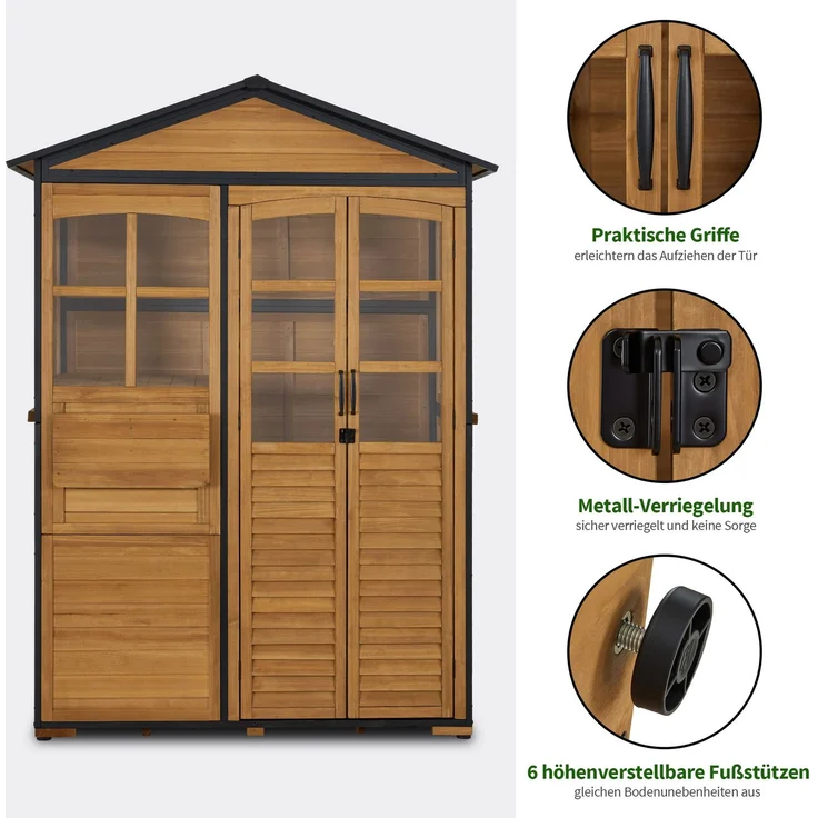 M MCombo Gartenschrank Metgallgestell, Gartenhaus Holz 0937 (Natur) – Bild 7