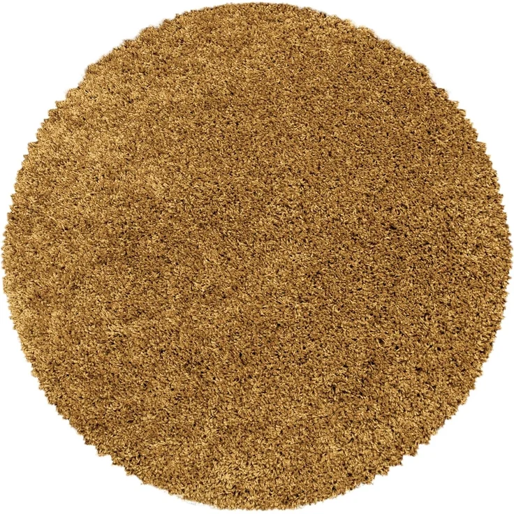 Carpetsale24 Shaggy Hochflor Teppich Wohnzimmer 160 cm Rund Goldfarbe - Modern Flauschiger Teppich Extra Weich, Pflegeleicht und Einfarbig - Ideal als Teppich für Schlafzimmer, Esszimmer und Küche – Bild 1
